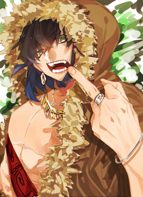 ぜんくろは？さんがTwitterに投稿した嘴平伊之助(鬼滅の刃)のイラスト。