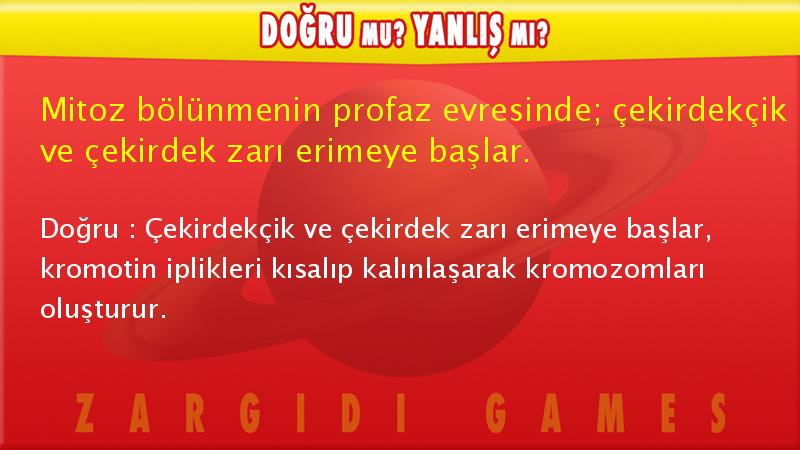 sorumatik_app's tweet photo. #DoğruMuYanlışMı Mitoz bölünmenin profaz evresinde; çekirdekçik ve çekirdek zarı erimeye başlar... #FenBilimleri #Sorumatik https://t.co/vbnGmmiz6J