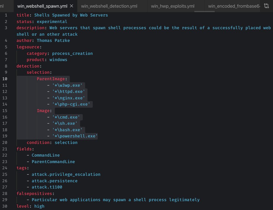 cyb3rops's tweet image. It may be hard to detect #Webshells in your Sandbox 🙃
But there's a generic way to detect webshells w/ Sigma rules that trigger on susp parent->child process relations
@FireEye example China Chopper
fireeye.com/blog/threat-re…
Rules
github.com/Neo23x0/sigma/…
github.com/Neo23x0/sigma/…