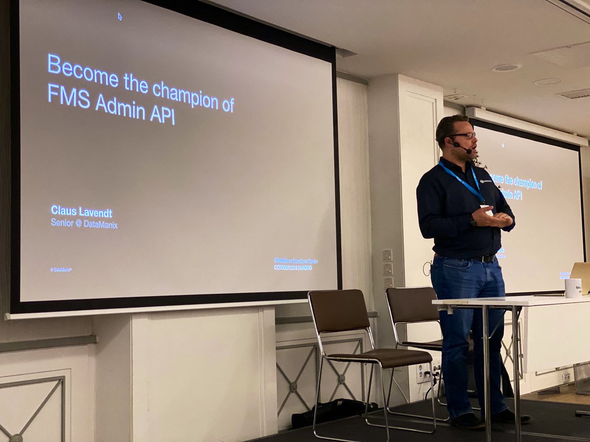 SpanishDevCon's tweet image. Claus Lavendt de @DataManix nos hablará de como dominar la FMS Admin API en l primera sesión del segundo día de la #SpanishDevCon #Claris