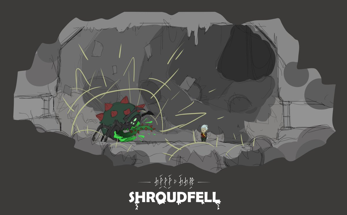 gametokoro's tweet image. We are currently working on one of our boss fights. This is one of the concepts depicting the boss we call Spewkin Lord.

#Shroudfell #gamedesign #conceptart #gameart #gamedev