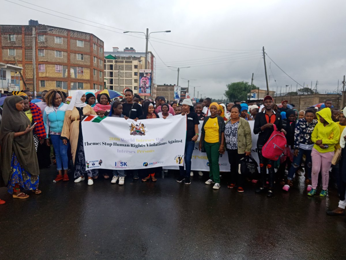 Currently commemorating the International Intersex Day in Kenya with a march from Pumwani Maternity Hospital to California Resource Centre where a public forum is ongoing #bornintersex #intersexke <a href="/HakiKNCHR/">KNCHR</a> <a href="/parawakili/">JD Wakonyo Waruhiu</a> <a href="/AGOfficeKenya/">OAG KENYA</a> <a href="/EduMinKenya/">Ministry of Education, Kenya (MoE)</a> <a href="/intersex_kenya/">intersexpersonskenya🇰🇪💬</a>