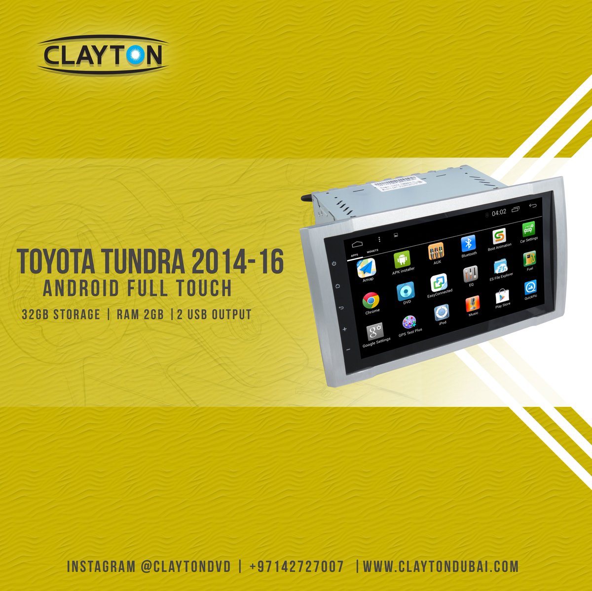 claytondvd's tweet photo. Toyota Tundra 2014 – 16 Android Full Touch
✦ With Rear View Camera
✦ With Installation
https://t.co/Sw1IuhAkif
#toyota #tundra #stereo #installation #navigation #gps #cargps #cardvd #carnavi #dubai #clayton #car #dvds #uae https://t.co/EyVTVf8cv0