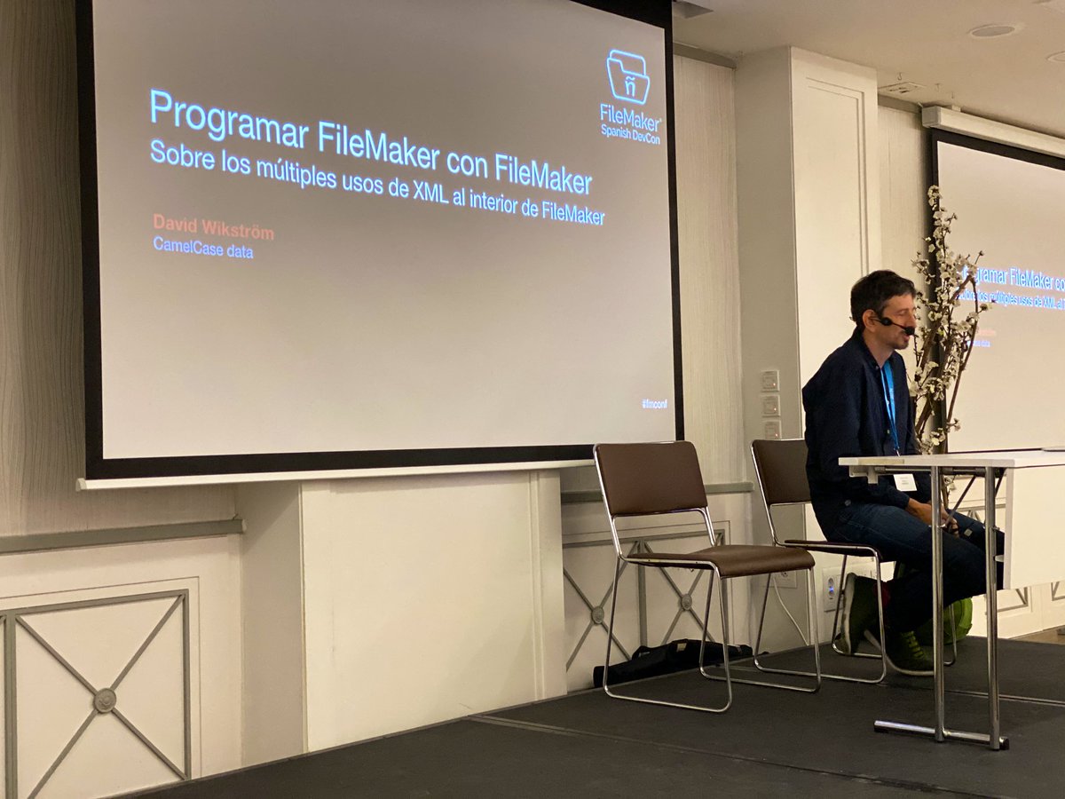 SpanishDevCon's tweet image. David Wikström de @CamelCasedata  nos habla del uso del XML en FileMaker #SpanishDevCon #Claris