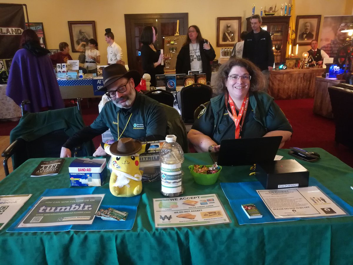 Good morning from <a href="/jcsteampunk/">JewelryCitySteampunk</a>  . If you need first aid (or just want to stop by and say hello), our table is located in the vendor room inside the Ezekiel Bates Masonic Lodge.