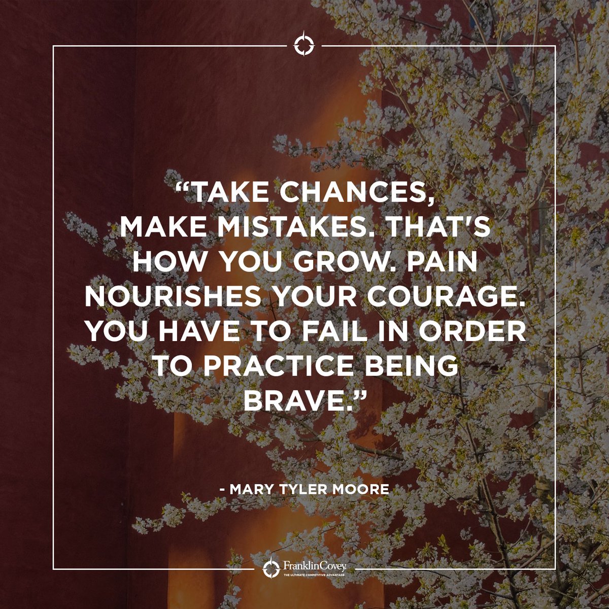 "Take chances, make mistakes. That's how you grow. Pain nourishes your courage. You have to fail in order to practice being brave." - Mary Tyler Moore #growth #learning #experience #courage #leadership #QOTD