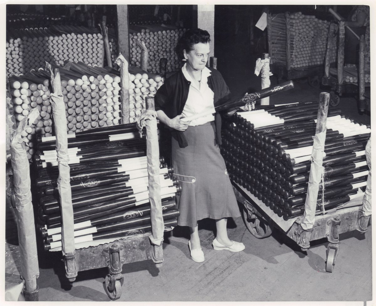 SluggerMuseum's tweet photo. Photo #8 from Project H&amp;B ID: putting names with the faces of Hillerich &amp; Bradsby Co., now on display at the museum.

A former employee inspecting bats before they're shipped out. January 15, 1958. Do you know this person? #projectHB #sluggermuseum #lpb2019 https://t.co/1m9DdfVOCn