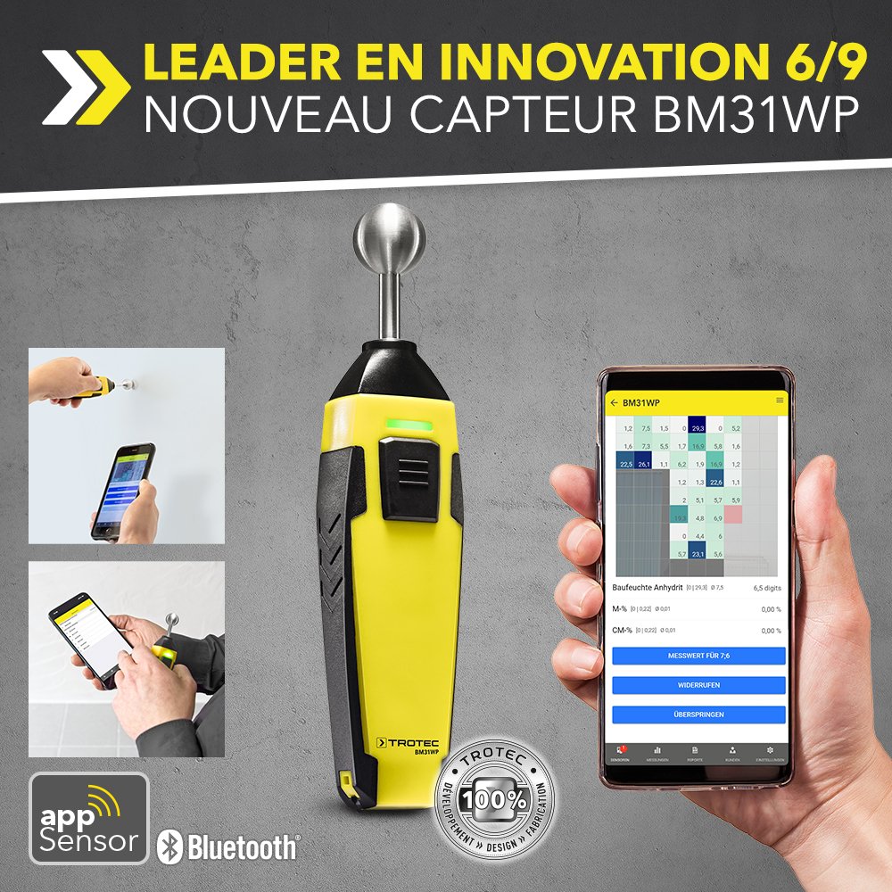TROTEC24_FR's tweet image. Rend votre smartphone encore plus intelligent – Humidimètrepour matériaux avec capteur appSensor de Trotec. #App #appSensors #measuringdevices #MultiMeasureMobile #Smartphone #trotec trotec-blog.com/fr/?p=19811