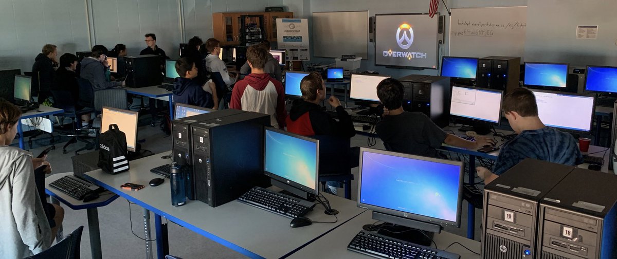 NptSTEM's tweet photo. US Air Force’s Cyber Patriot event in full competition mode with the NHS Cybersecurity Team!  Go CodeBreakers! https://t.co/VUnc0hgYG4