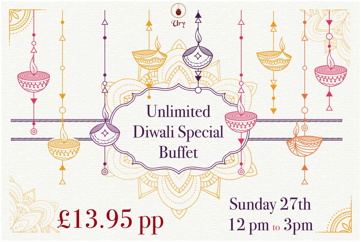 UryRestaurants's tweet photo. Come join us this Sunday to celebrate Diwali, the festival of lights.
Indulge in a gorgeous unlimited, four- course buffet.
#ury #urynewcastle #diwali #diwalifeast #keralacuisine #visitustomorrow https://t.co/AQhcVb0fFt