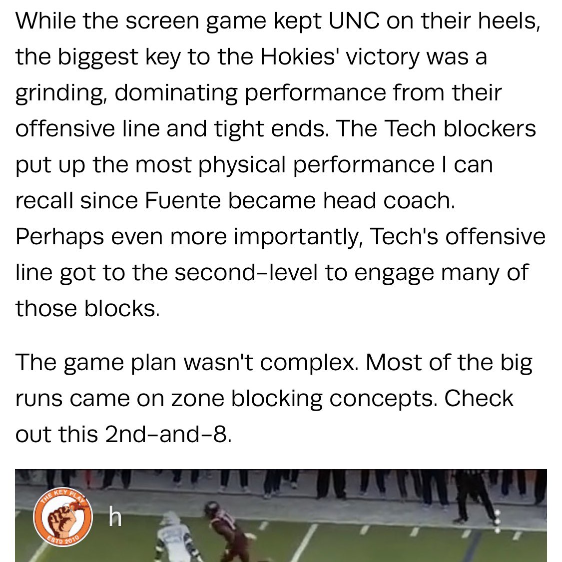 thekeyplay's tweet photo. "Sticking It In: Virginia Tech vs North Carolina Film Review" #Hokies by @french60wasp https://t.co/TYxlPhOte1 https://t.co/fSzqaJDY1b