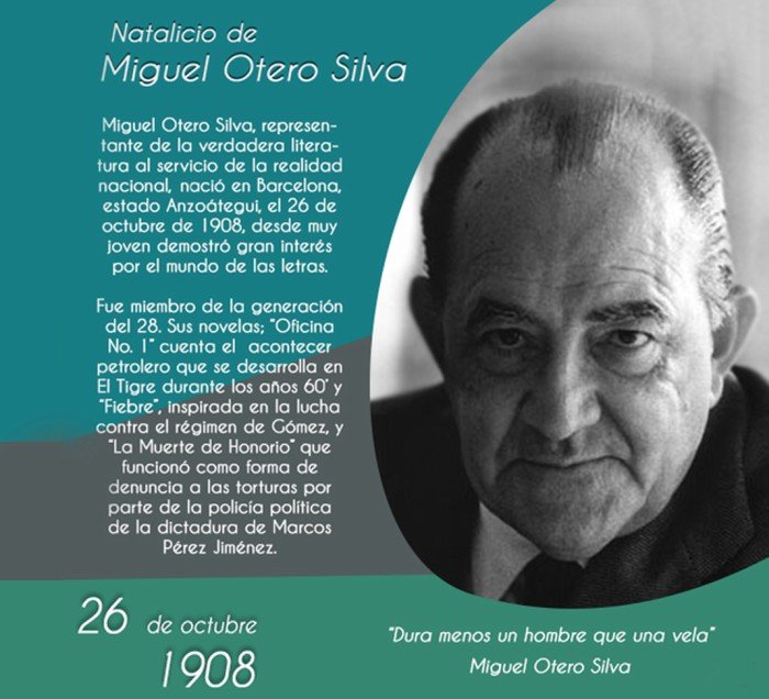 Elegbara7's tweet photo. #26Oct de 1908 Nace Miguel Otero Silva Miembro de la llamada "Generación del 28", Miguel Otero Silva tuvo una destacada labor como escritor, humorista, periodista y político #MnoalLegadoDePaz .@NicolasMaduro .@InfocentroVe https://t.co/S07S6dbdn7