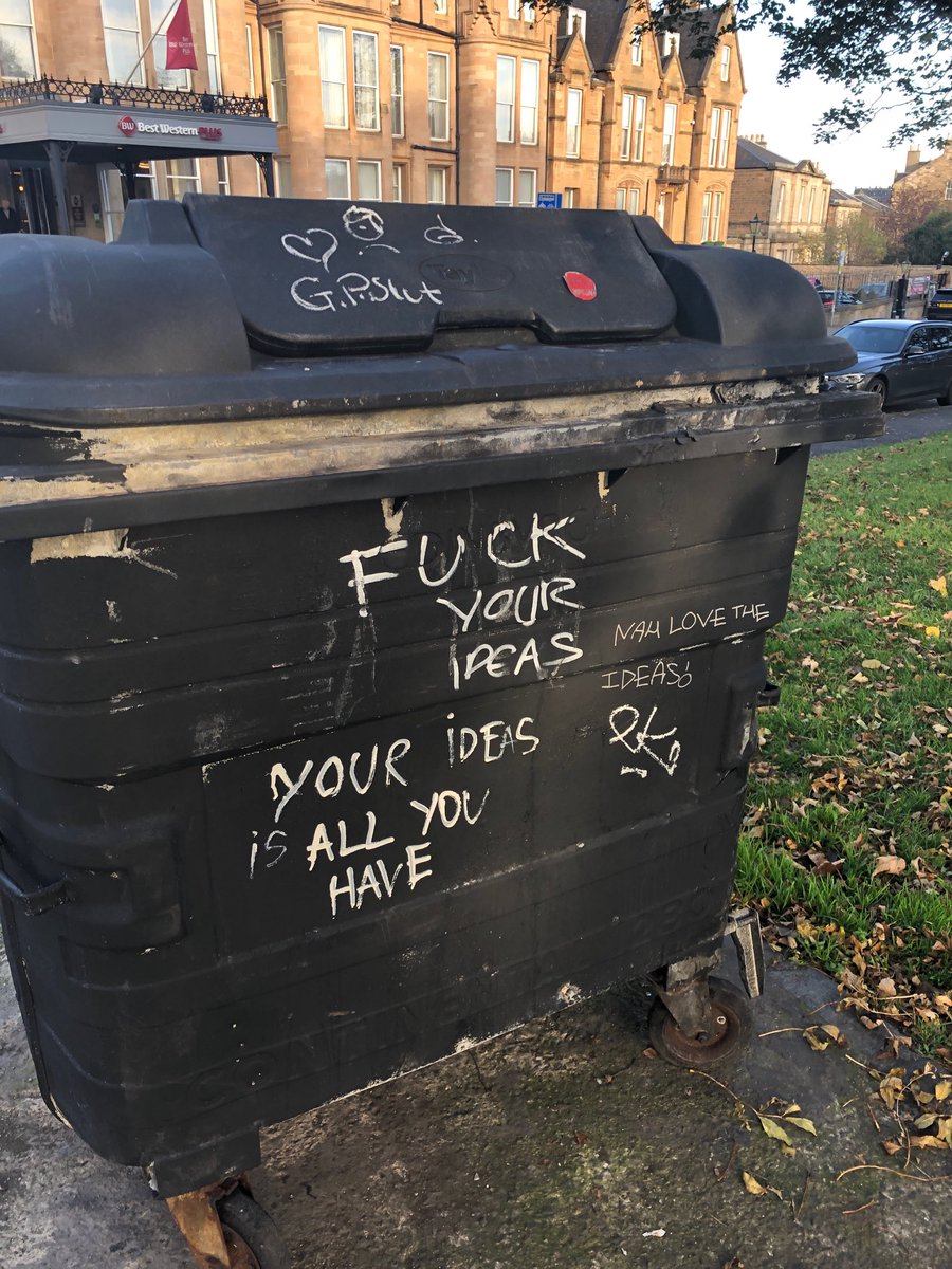 Heated debate on the bin #bruntsfield #bruntsfieldlinks #graffiti