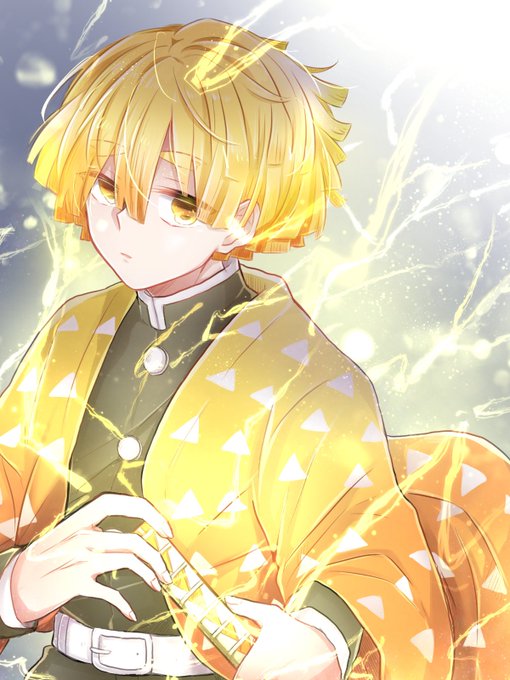 真昼さんがTwitterに投稿した我妻善逸(鬼滅の刃)のイラスト。