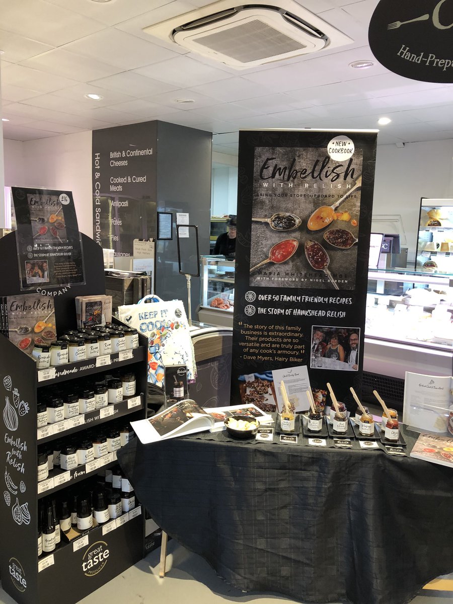 hawksheadrelish's tweet image. We’re here till 4pm @lewisandcooper    Come and taste everything in our NEW Cookbook “Embellish with Relish” @hawksheadrelish - get your #Christmasshopping off to a flying start #Northallerton #marketday #rainyday