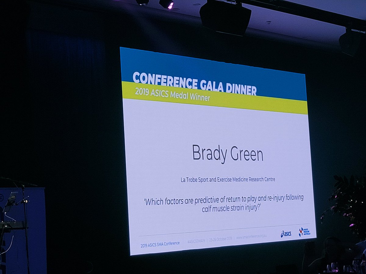 Nim_Perera's tweet image. Congratulations @BradyDGreen for winning the #ASICSSMA19 2019 medal 
@DrTaniaPizzari @ProfJillCook @kaymcrossley @LaTrobeSEM