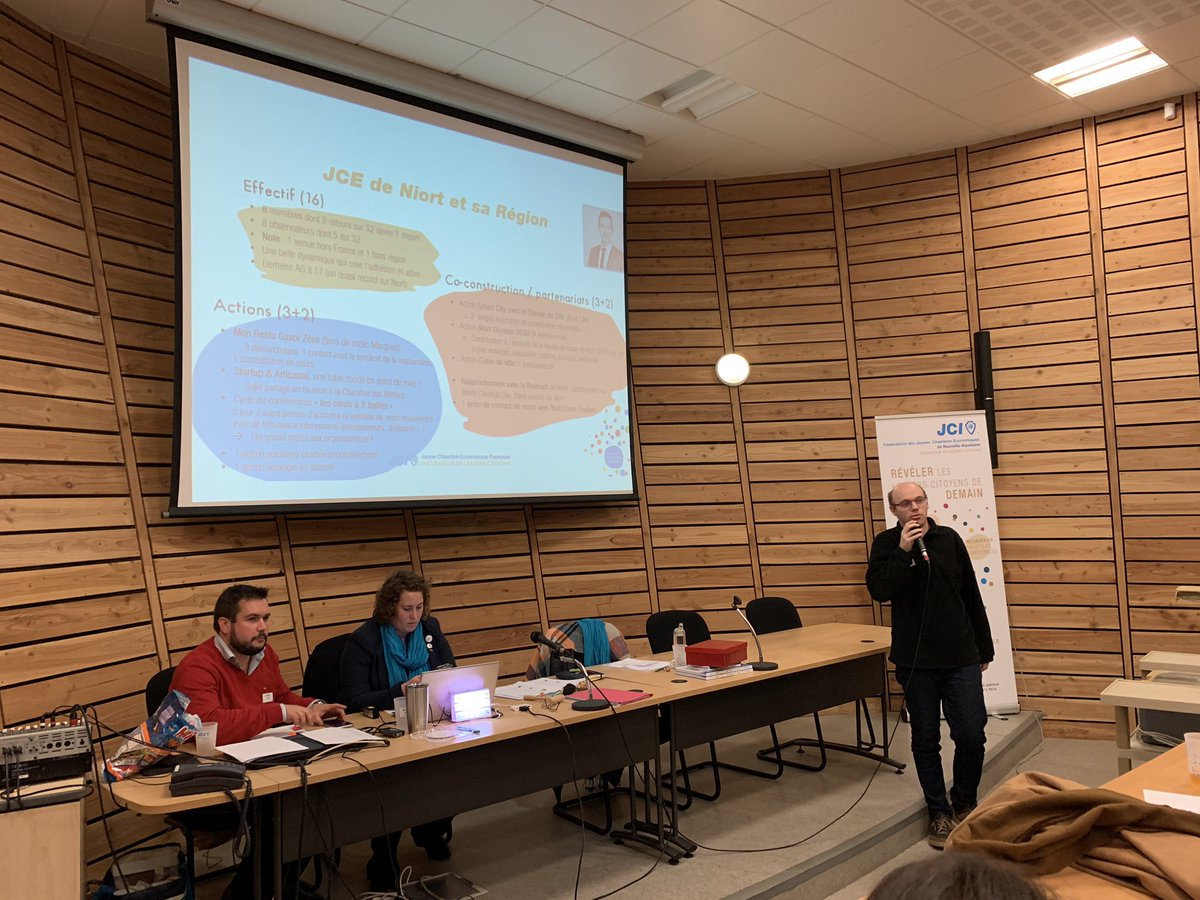 Présentation de l’activité de la Jce de Niort par Anthony Repessé au congrès Régional de la Fédération des JCELS Nouvelle Aquitaine à Limoges.