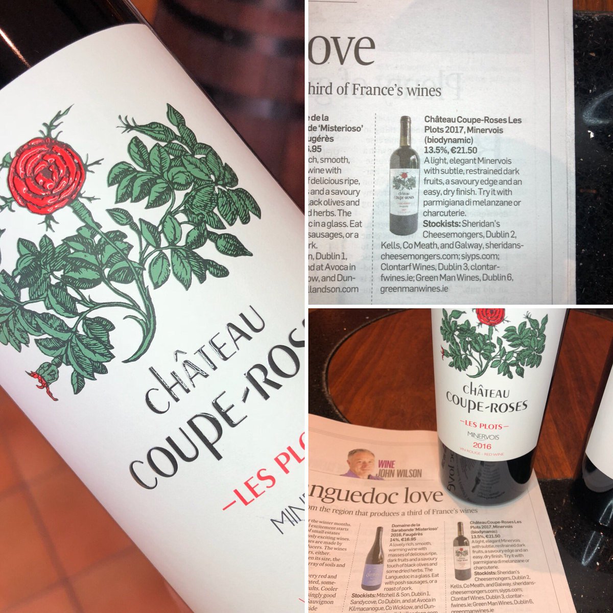 I must say, very prescient of you John <a href="/Wilsononwine/">John Wilson</a> In selecting a wine with with a red rose on the label for today’s paper <a href="/IrishTimesMag/">Irish Times Magazine</a> #engvnz #rugbyworldcup   In fairness we love Coupe-Roses too and have it on tasting in store all weekend long.