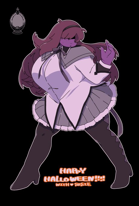 魔法少女☆スージィちゃん
(暁美ほむら 鹿目まどか)

#DELTARUNE 
#HappyHalloweenWithSusie 