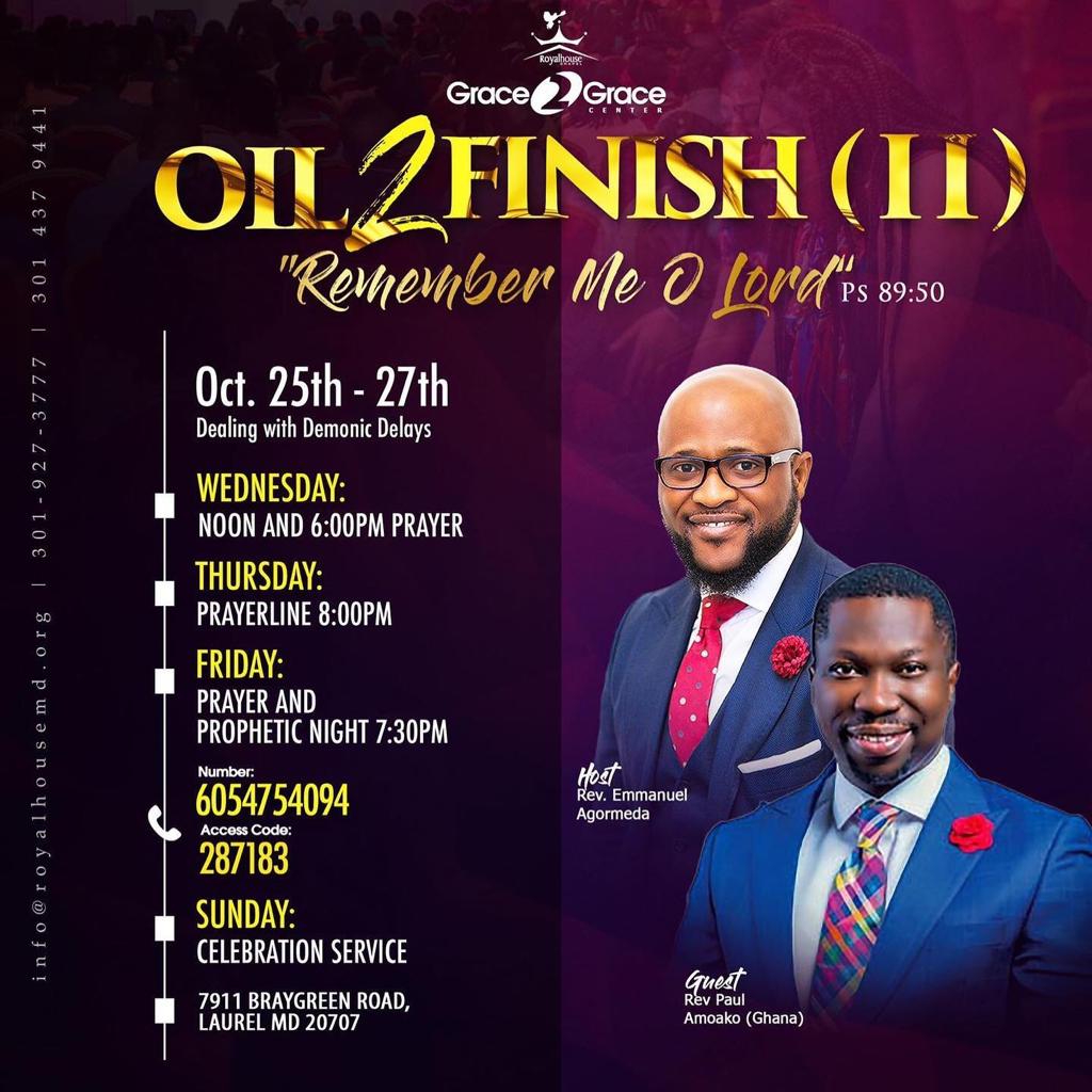 Krim_Achimota's tweet photo. TOMORROW IS THE GRAND FINALE🤗🇺🇸
Yesterday was a blast. Super charged atmosphere of worship, intense prayer and declarations and strong prophetic ministrations.
Ministering will be our father, Rev. Paul Amoako.
#Oil2FinishII #RememberMeLord #GraceToGraceCenter #RCI #Maryland https://t.co/hivpaphcZS