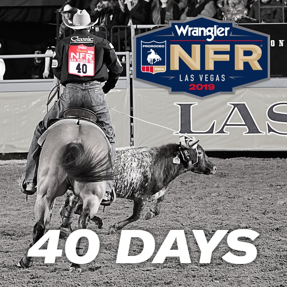 PRCA_ProRodeo's tweet photo. 𝟒𝟎 𝐝𝐚𝐲𝐬 𝐮𝐧𝐭𝐢𝐥 𝐭𝐡𝐞 𝐖𝐫𝐚𝐧𝐠𝐥𝐞𝐫 𝐍𝐅𝐑
• • • •
#WeAreProRodeo #WranglerNFR #CountdownIsOn https://t.co/LqKR1SCMKb