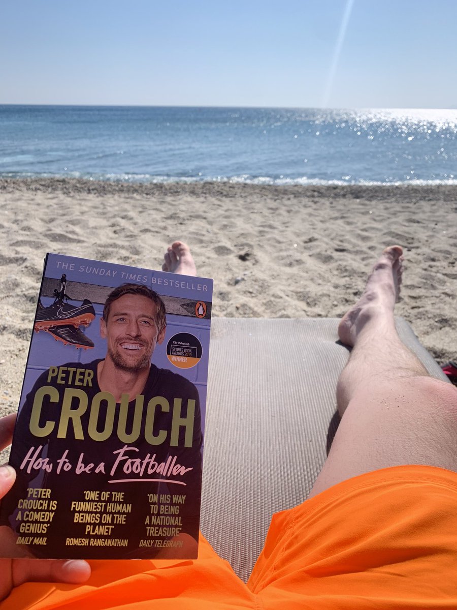 cheekyrob83's tweet photo. Choose @petercrouch #howtobeafootballer book for the holiday read. 5 chapters in and cannot stop laughing. Getting a few strange looks from the Russians on the next sunloungers 😂 #loveit https://t.co/CHPR8Elhml