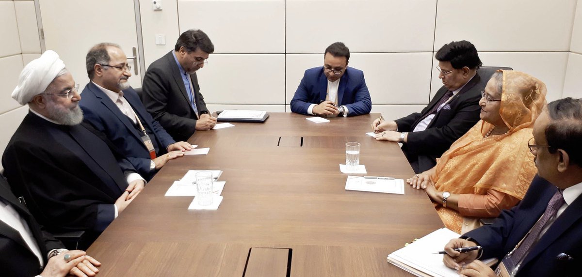 HPM #SheikhHasina met with Iranian President HE Hassan Rouhani at the sidelines of the #NAMSummit 2019 at Baku, Azerbaijan.