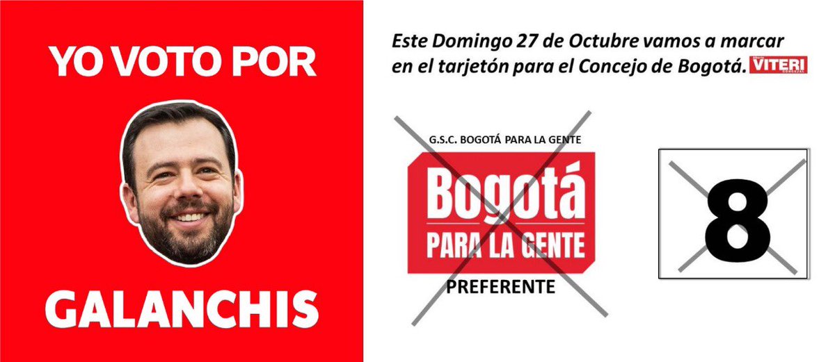 ViteriColombia's tweet photo. Vamos hoy por el “remate” a seguir buscando y consolidando el VOTO, casa por casa, calle por calle, barrio por barrio, el mensaje único es VOTAR en #BogotaParaLaGente por @CarlosFGalan y #ViteriMiConcejal #8. ¡SIEMPRE ADELANTE! https://t.co/XqSCw0op5t