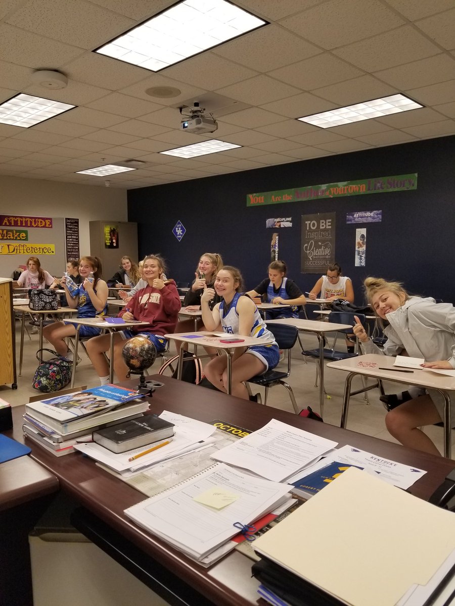 The Lady Jackets in class this morning..?? Go Jackets!!!