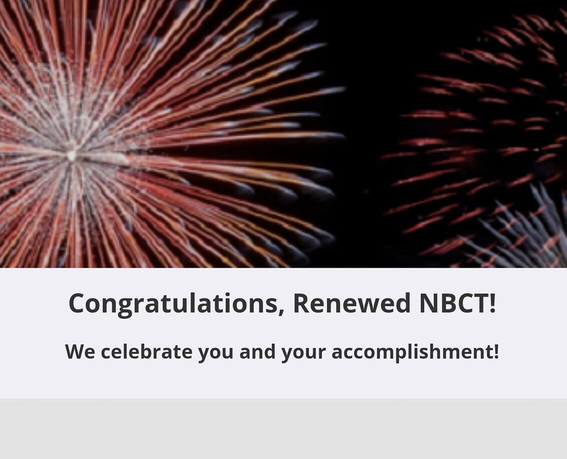 Renewed through 2030!! Thankful for the support of my fellow PLFs and the ASPIRE program. #NBCTstrong #renewed #AspireAcademy @nsabrinagates @CTechEd @1JeffersonPride @NBPTS @HNBCT @HCPSArea2 @Jeff_Eakins