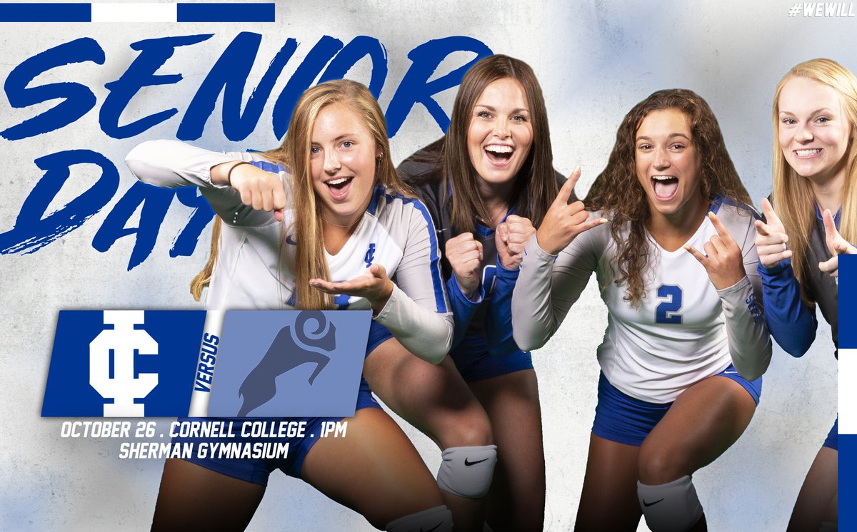 icvolleyball's tweet photo. Conference Game Day &amp; Senior Day!!! Help us celebrate the careers of these four outstanding student-athletes (and our awesome student assistant)! #WeWill 
📍 Sherman Gymnasium
⏰ 1pm
🖥 portal.stretchinternet/ic/ https://t.co/VlssdtfjjH