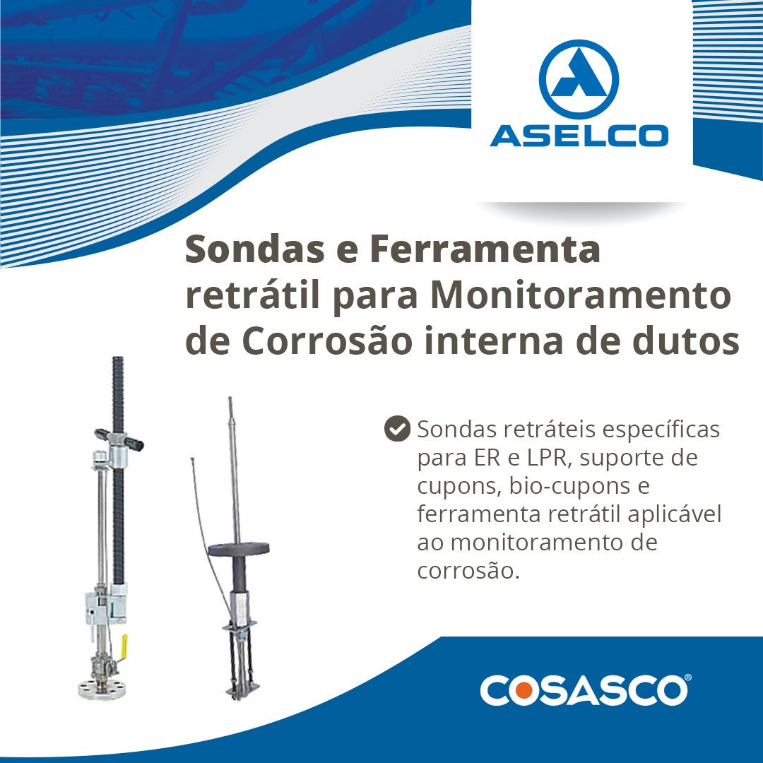 aselcoautomacao's tweet image. Sondas retráteis específicas #ER e #LPR, suporte de cupons, bio-cupons e ferramenta #retrátil aplicável ao #monitoramento de #corrosão. Montagem/remoção com a linha operando e total segurança por rosca ou flange. Conheça: bit.ly/2Zw7HAP 
#Aselco #Cosasco #Engenharia