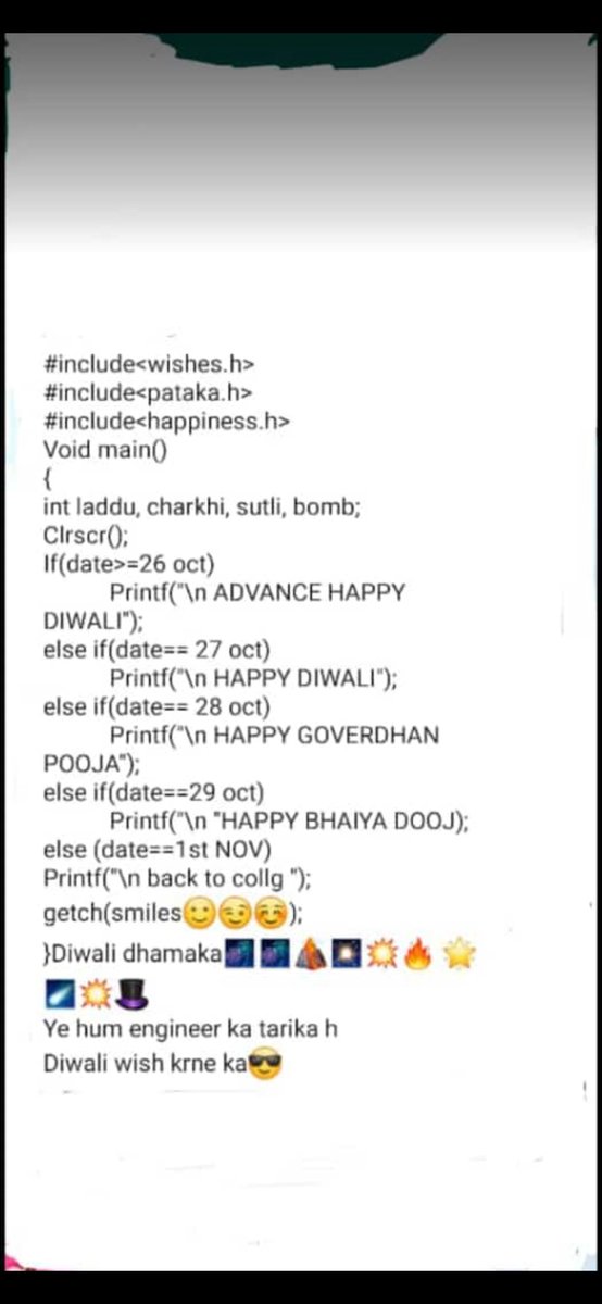 ManujArora4's tweet image. Happy Diwali😁💯
Visit our website for Java, Php, Wordpress tutorials and more. Link in bio!!! Also follow us @developerhelps
.
.
.
#developerhelps #java #phptutorials #php #wordpress #developer #codermeme #funny #coding #pictureoftheday #diwali #diwali2k19 #happydiwali
