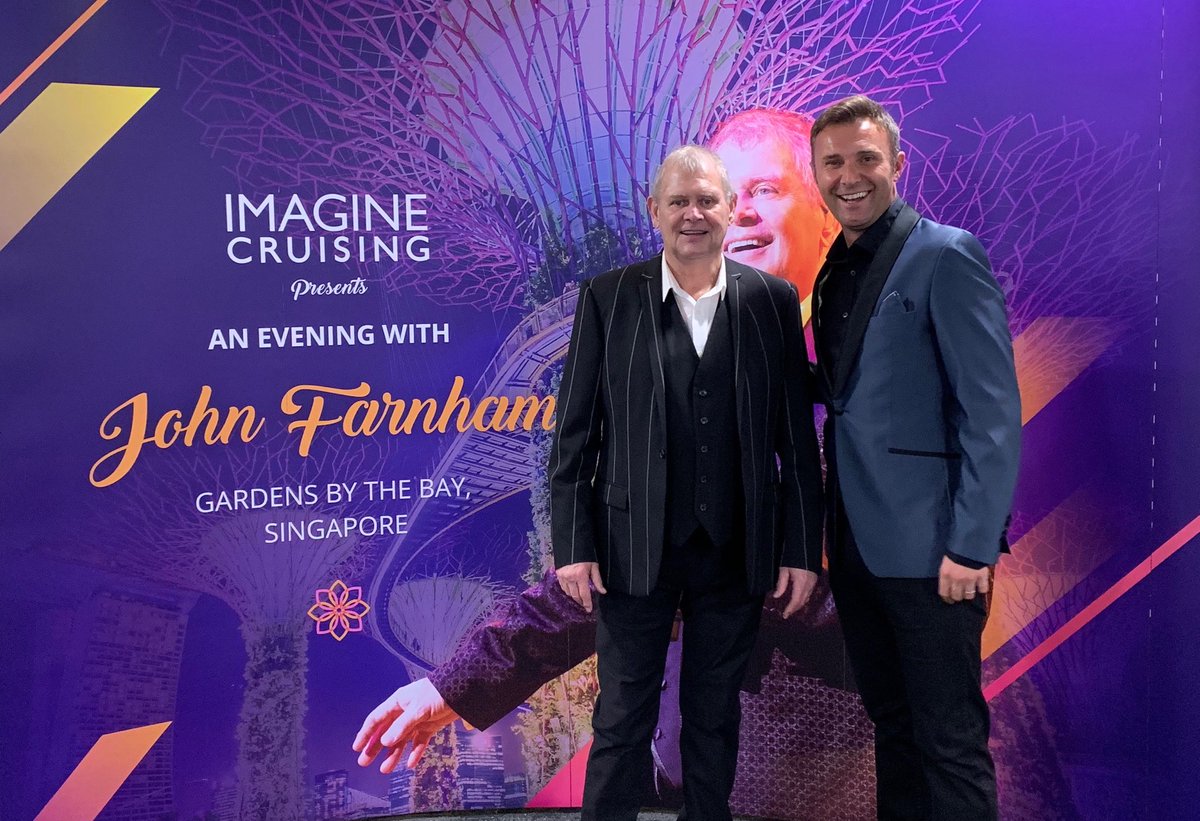 Jonny_Wilkes's tweet photo. Looking forward to sharing the stage with this Legend again tonight @johnfarnham in Singapore 🇸🇬...What a performer he is & what a VOICE @ImagineCruising #imaginewow https://t.co/eE2qHl4l3p