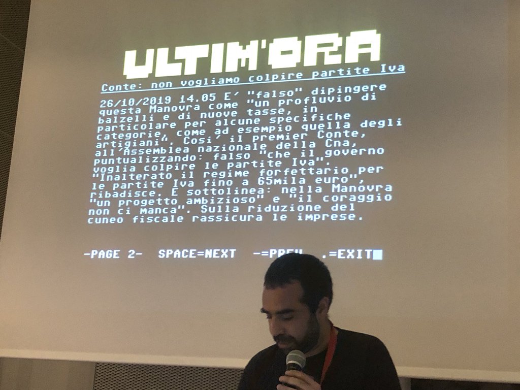 giovannibajo's tweet photo. Francesco Sblendorio e la sua BBS su C64 #OUAS19 https://t.co/Eygl7pFMuN
