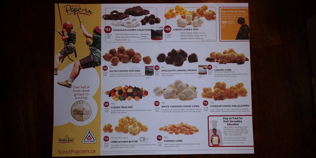 69thScout's tweet photo. Popcorn! Last week to order your Popcorn!

69th Ottawa Scouting will be out again today going door to door to help you place your order for our great popcorn fundraiser.

We will be starting at 11 to 2 today between Alta Vista Drive and Bank Street. Donations are welcome aswell. https://t.co/5iC4PviZAx