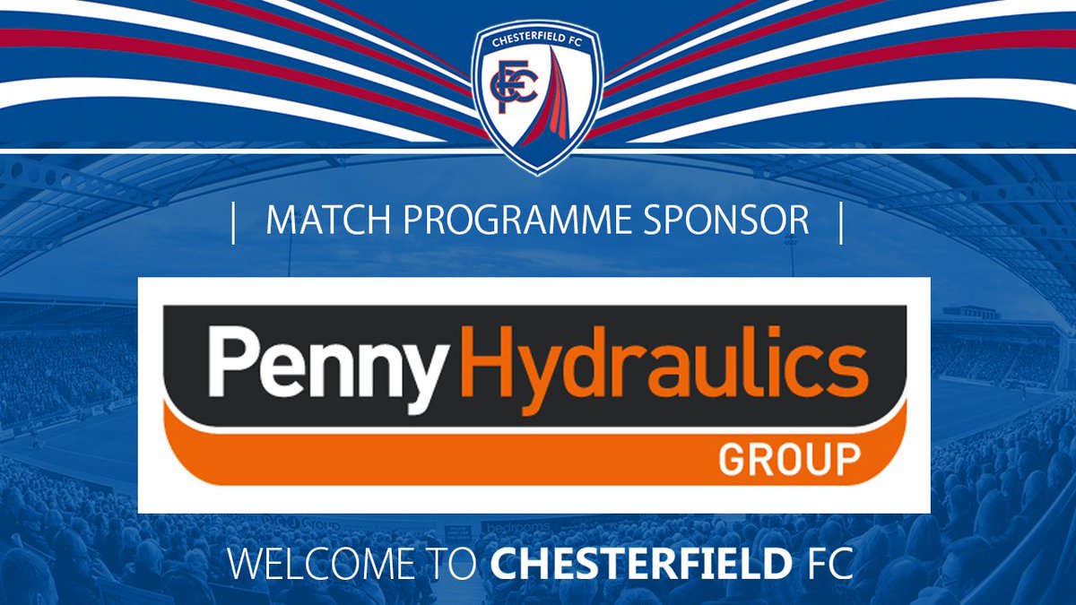 Welcome to our programme sponsor today, <a href="/PennyHydraulics/">Penny Hydraulics Ltd</a> <a href="/ChesterfieldFC/">Chesterfield FC</a>