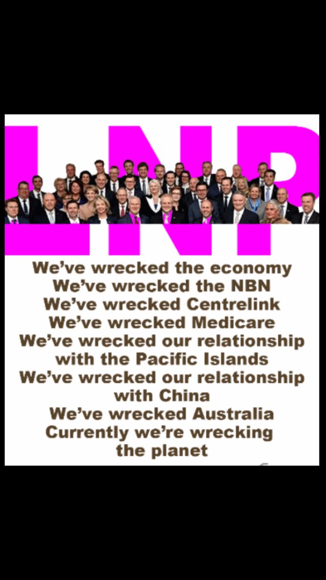 mswarriorLMS's tweet photo. #LNP wrecked #water #robodebt #Watergate #Grassgate #AngusGate #Farmwater #rorts #corruption #supportingfarmers #farmsuicide #womenssafety #DV #hometobilo #refugees #armidaleclubfire #murraydarling #Mining #fracking #newstart #livingwage #penaltyrates #Whistleblower #Assange https://t.co/OcCwdpYEPf