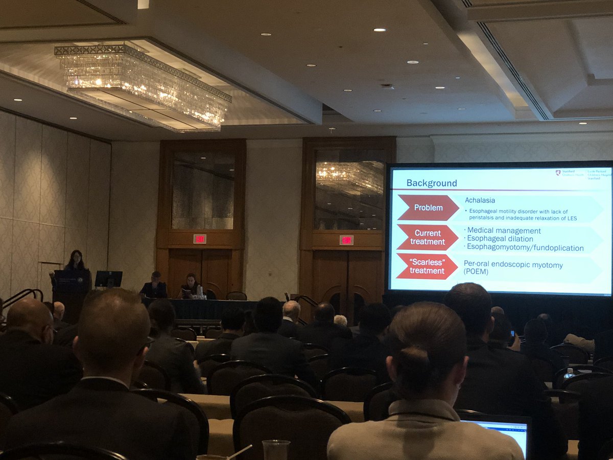 Lauren Wood sharing the Stanford experience with Per-Oral Endoscopic Myotoomy in the treatment of Pediatric Achalasia at AAP #AAP19 <a href="/StanfordSurgery/">Stanford Surgery</a> <a href="/StanfordPedSurg/">Stanford Ped Surg</a>