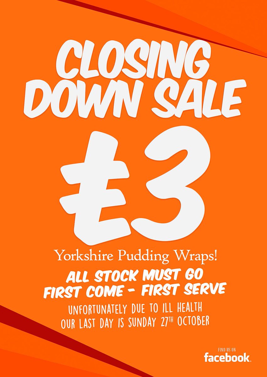 What a wet day! We've got something that can pick you and keep you warm! You can still enjoy a #YorkshirePuddingWrap or a #Giant #YorkshirePudding with trimmings for just £3 whilst stocks last. Tomorrow's our last day so don't miss out! Delivery available till 5pm! #JustEat #HU17