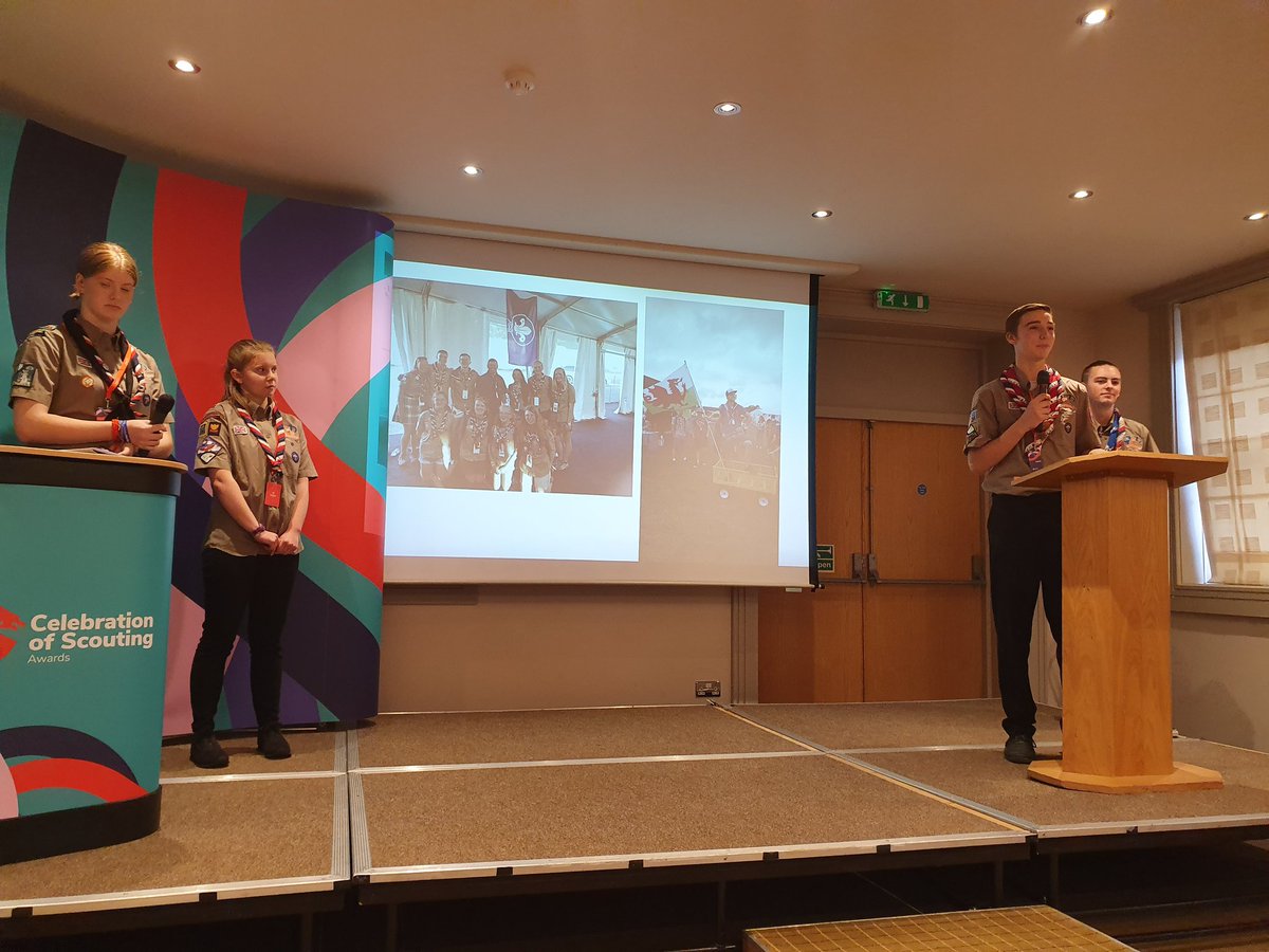 Four Explorer Scouts shared their stories from <a href="/wsjcymru2019/">WSJ Welsh Contingent</a> at our <a href="/ScoutsCymru/">ScoutsCymru</a> AGM. Ewan explained how many of the decisions for their preparations and participation was youth lead #SkillsForLike