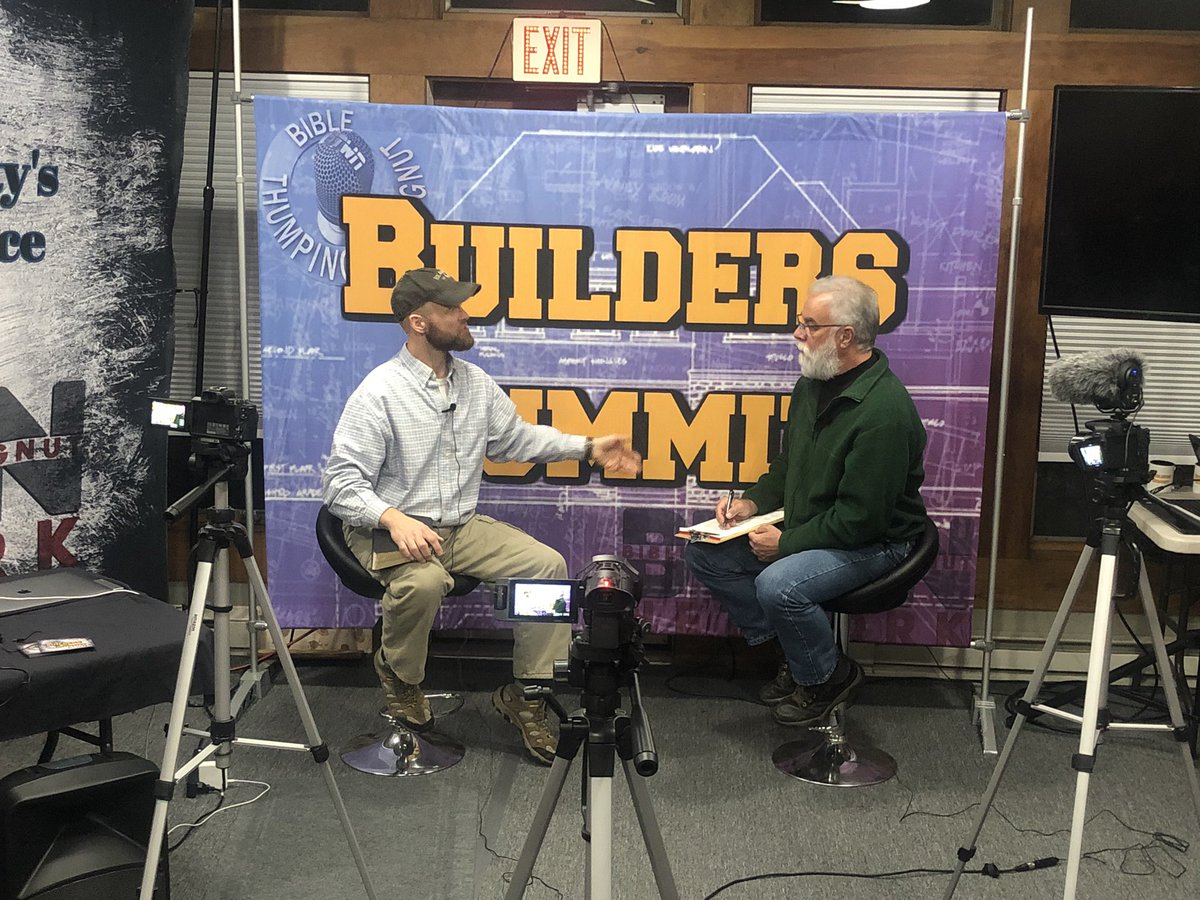 Biblethumpingwi's tweet image. Mr @GeorgeBruno interviewing another #builderssummit speaker.  Dustin Segers