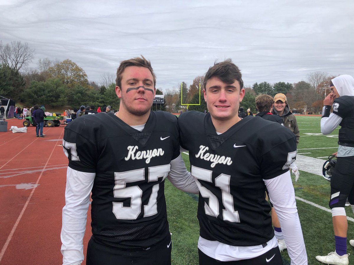 PingryAthletics's tweet photo. Jack Baulig ‘19 and Peter Nicoletti ‘19 after their Kenyon  football game! #pingryfootball #GoBigBlue https://t.co/u7Dudxgwfp