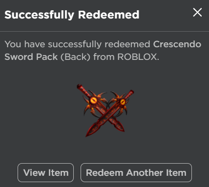 Roblox Crescendo Sword Pack Virtual Game Item Code Sent Fast Via