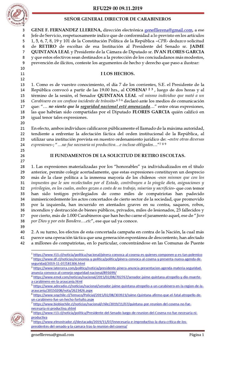 gene_llerena's tweet photo. He solicitado a @Carabdechile que retire los escoltas del Presidente del Senado y Cámara de Diputados; puesto que opinan q no está afectada la seguridad nacional; para ser destinados a proteger los chilenos más modestos. https://t.co/ir9Wi9fFB4