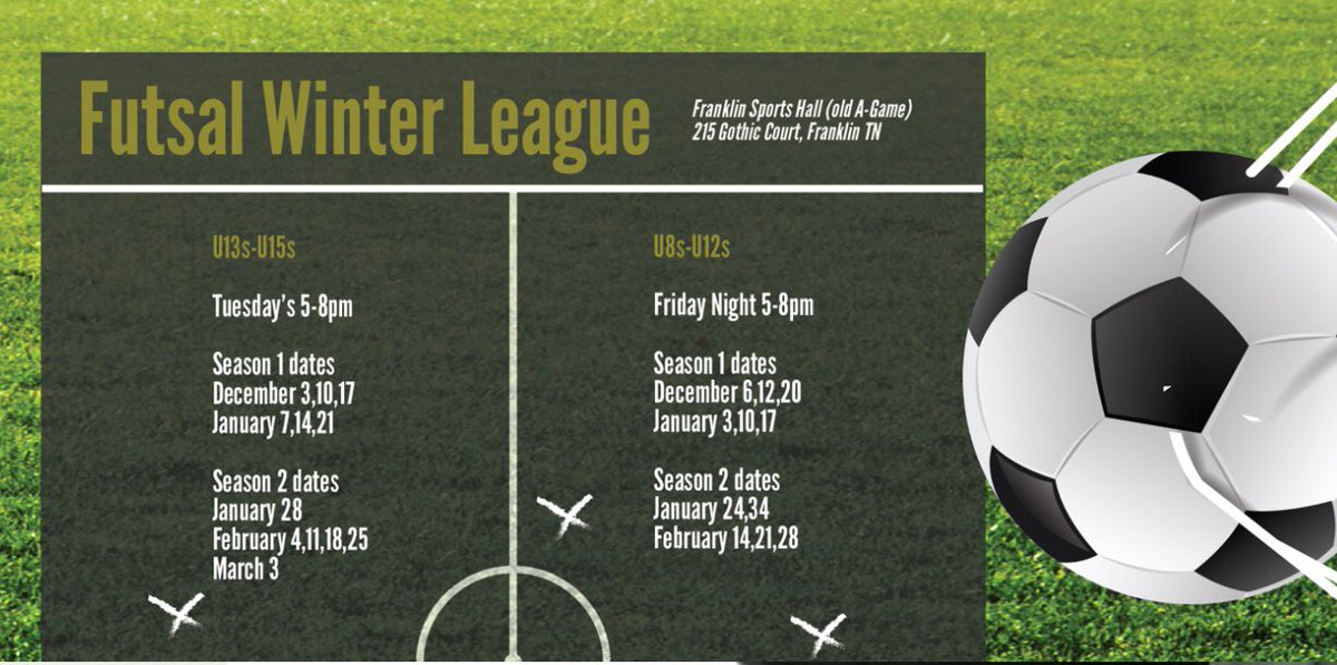 futsal615's tweet photo. PLEASE RETWEET!!! Registration open to any teams, competitive or recreational!!! #futsal #CoolspringsTN #futsal615 https://t.co/9E9gMoxHq8