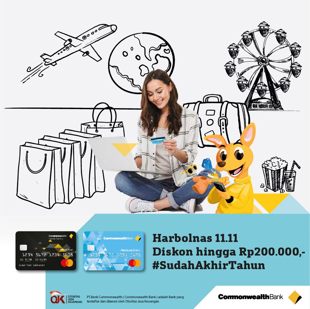 CommBank_ID's tweet photo. #SudahAkhirTahun semangat belanja jangan sampai kendor & harus smart spending ya. Gunakan Kartu Debit Bank Commonwealth-mu di Harbolnas 11.11 dan dapatkan hingga Rp200 ribu. Info: https://t.co/hxnMrSTryY
#commbankid #harbolnas #1111 #shopping #belanja #promo #diskon #commdebit https://t.co/JSNPIENDVS