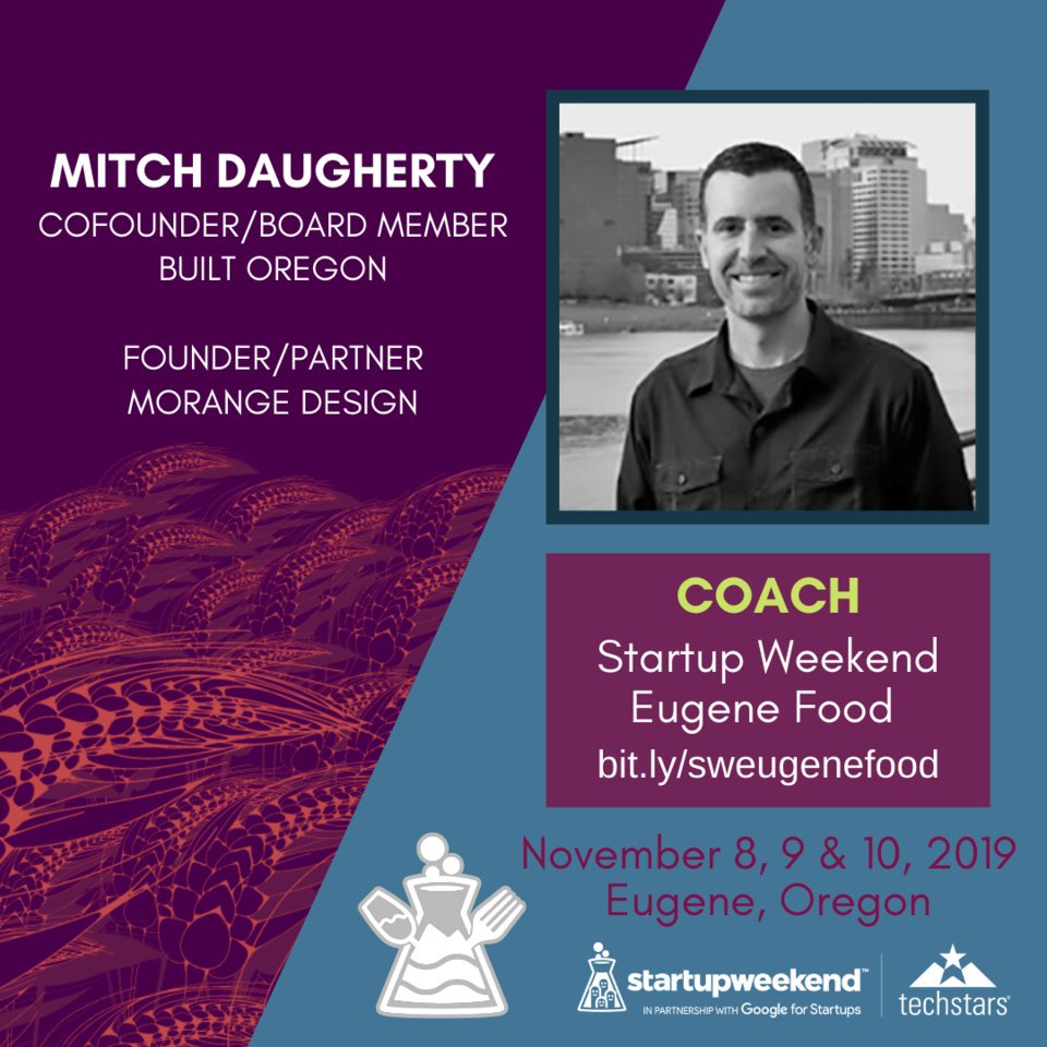 Coach Mitch Daugherty is cofounder of <a href="/BuiltOregon/">Built Oregon</a> (amplifying Oregon's product ecosystem) and founder of <a href="/morange/">すみたろ</a>-design. Thanks Mitch for coaching our participants!