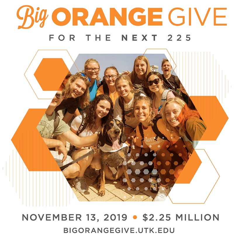 This year’s #BigOrangeGive is going to be bigger than ever! On November 13, join me in supporting the University of Tennessee on its day of giving. Let’s make a difference on Rocky Top!! <a href="/tennalum/">UT Knoxville Alumni</a>