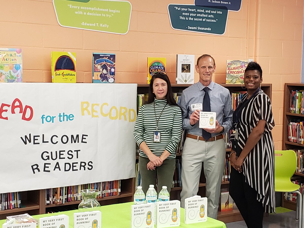 TRCollins's tweet photo. Wow! Read for the Record Day was awesome! Author of My Very First Running Book, Michael Land  was just one of our phenomenal guest readers!@PGCPSK5RELA @LandMJ #ReadfortheRecord https://t.co/juwl4rCb0V